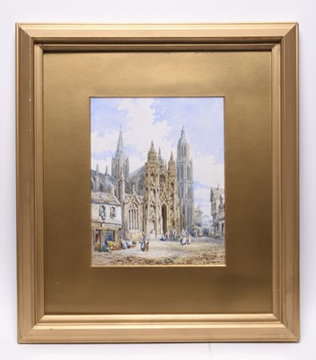 Lot 330 - Henry Thomas Schafer (1815-1873) Two French Cathedral Street Scenes