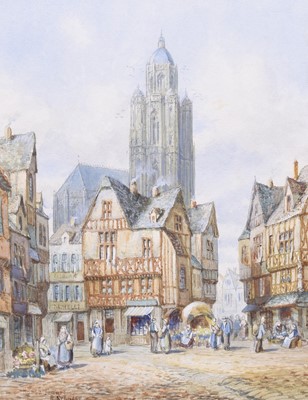 Lot 330 - Henry Thomas Schafer (1815-1873) Two French Cathedral Street Scenes