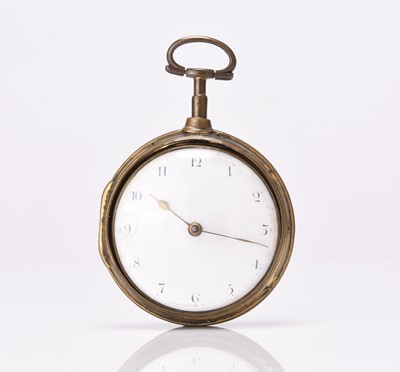 Lot 300 - A George III gilt metal and tortoiseshell pair case verge pocket watch, William Craddock of London