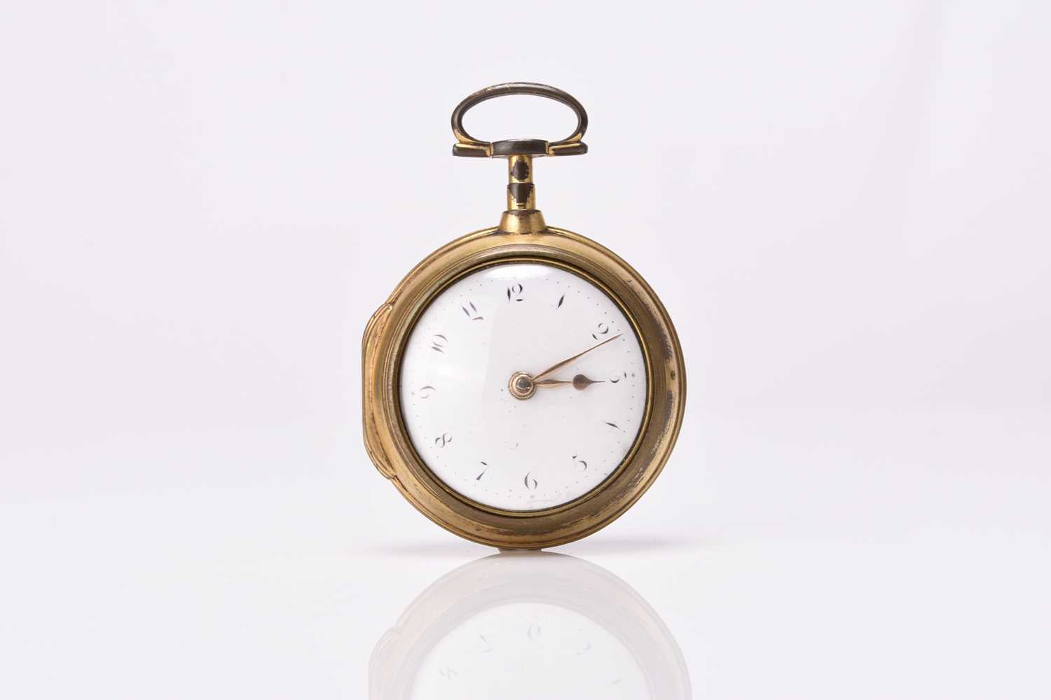 Lot 301 - A George III gold plated pair case verge pocket watch, John Smith of London