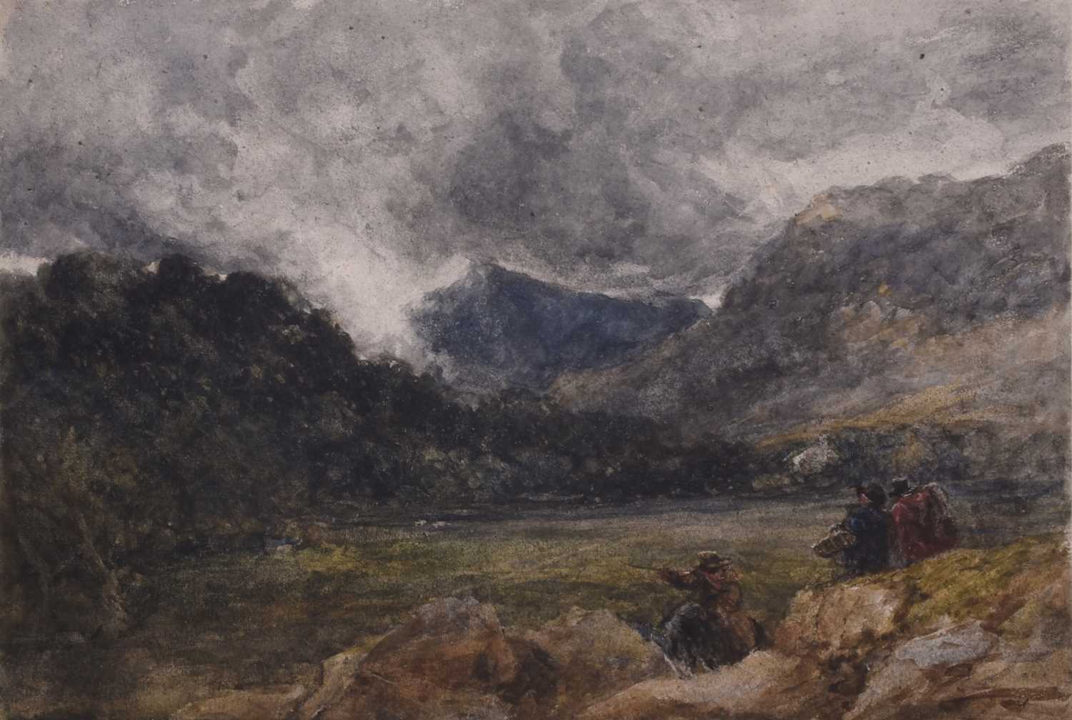 111 - David Cox (1783-1859) Travellers in a Welsh Valley