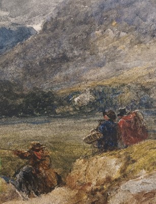 Lot 111 - David Cox (1783-1859) Travellers in a Welsh Valley