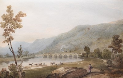 Lot 130 - John Varley (1778-1842) A Bridge on the Dovey, Near Machynlleth