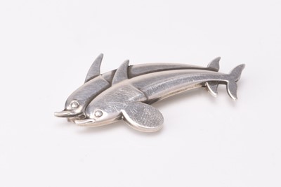 Lot 248 - A Georg Jensen silver dolphin brooch