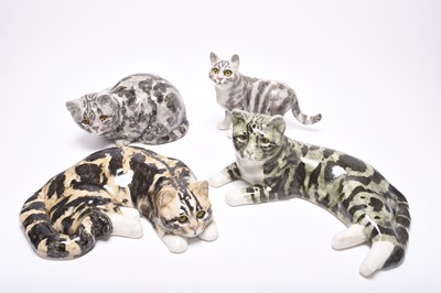 Lot 194 - A group of four Winstanley studio pottery models of cats