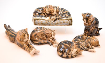 Lot 195 - A group of six Clare McFarlane studio models of cats