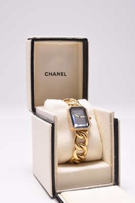 Lot 91 - Chanel: A lady's 18ct gold diamond set Premiere bracelet watch