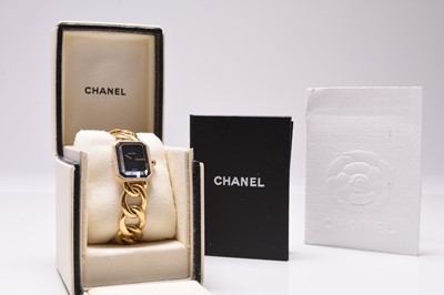 Lot 91 - Chanel: A lady's 18ct gold diamond set Premiere bracelet watch
