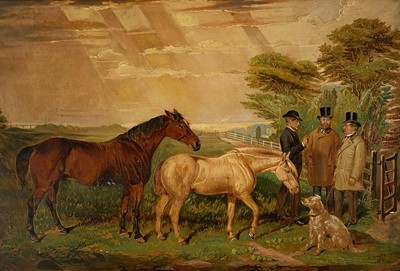 Lot 284 - Attributed to Edward Lloyd of Ellesmere (1846-1891) Gentlemen Inspecting Horses in a Field