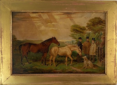 Lot 284 - Attributed to Edward Lloyd of Ellesmere (1846-1891) Gentlemen Inspecting Horses in a Field