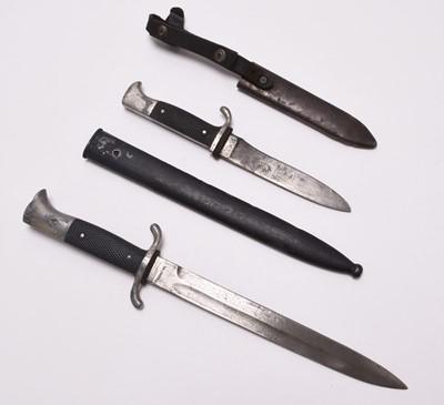 Lot 236 - German Third Reich Hitler Youth knife, dated 1936 and a German Fire Service bayonet (2)