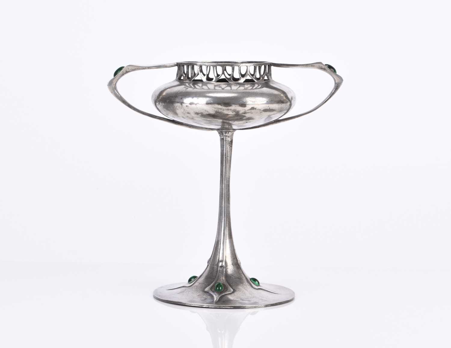 Lot 340 - An Imperial Zinn B&G inlaid pewter tazza
