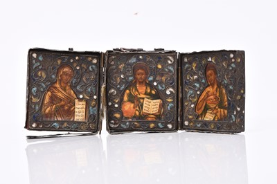 Lot 211 - A Russian Orthodox Travelling Icon