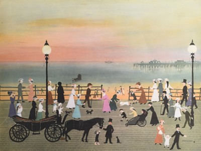Lot 14 - Helen Bradley (1900-1979) Blackpool Sands and Evening on the Promenade