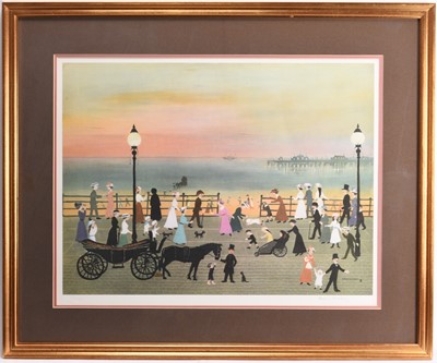 Lot 14 - Helen Bradley (1900-1979) Blackpool Sands and Evening on the Promenade