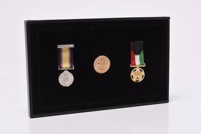 Lot 184 - UK 1996 Gulf War - "Behind Enemy Lines" comprising Elizabeth II sovereign dated 1979