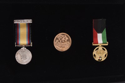 Lot 184 - UK 1996 Gulf War - "Behind Enemy Lines" comprising Elizabeth II sovereign dated 1979