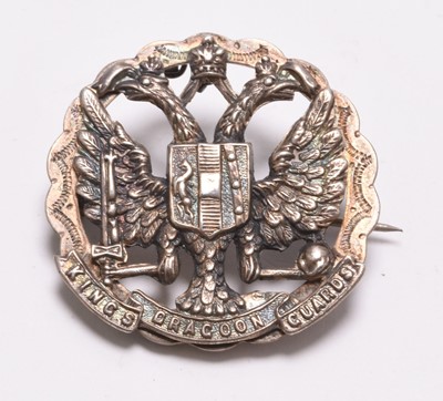 Lot 203 - Silver 1st King's Dragoon Guards badge, Birmingham 1899