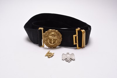 Lot 182 - WW2 German Kriegsmarine officer's dress belt with buckle, plus two KM shoulder cyphers