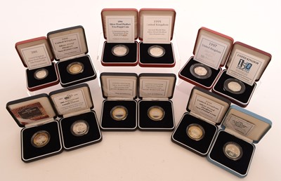 Lot 203 - UK commemorative coinage comprising forty two boxes silver proof Piedfort coins