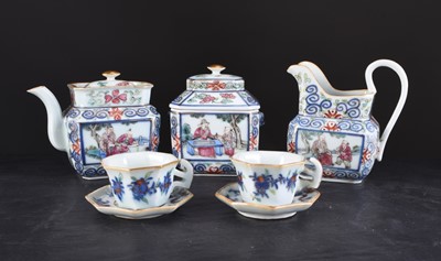 Lot 66 - A Chinese Doucai style miniature cabaret tea service, Qing Dynasty