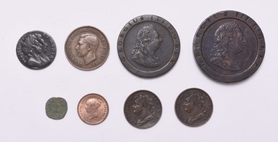 Lot 144 - A small collection of eight UK copper and bronze coinage