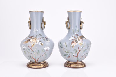 Lot 177 - A pair of Continental opaline glass vases, circa 1870-80, possibly Harrach (Bohemian)