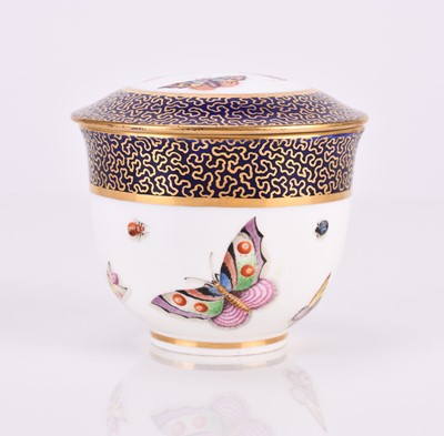 Lot 88 - A small Coalport lidded sucrier and cover painted with scattered winged insects, circa 1850-60