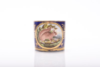 Lot 78 - Coalport 'Animal Service' coffee can and saucer, circa 1800-1805