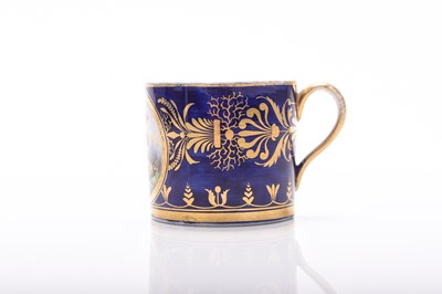 Lot 78 - Coalport 'Animal Service' coffee can and saucer, circa 1800-1805