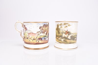 Lot 27 - Coalport tankard decorated with a hunting scene, circa 1840-45