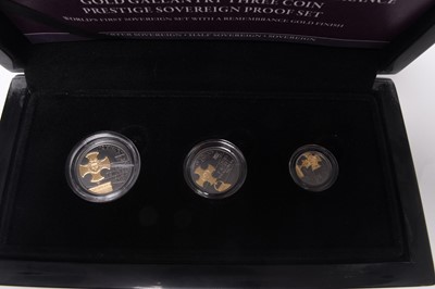 Lot 209 - The 2018 Armistice Centenary Remembrance Gold Gallantry Three Coin Prestige Sovereign Proof Set.