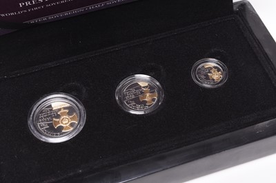Lot 209 - The 2018 Armistice Centenary Remembrance Gold Gallantry Three Coin Prestige Sovereign Proof Set.