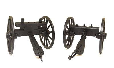 Lot Two similar 19th century field gun carriages