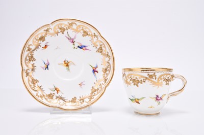 Lot 90 - Coalport coffee cup and saucer painted by John Randall, circa 1860