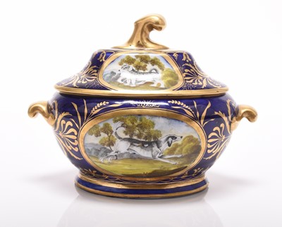 Lot 79 - Coalport 'Animal Service' dessert tureen and cover, circa 1800-05