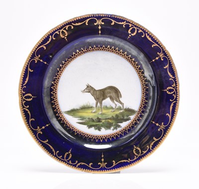 Lot 83 - John Rose Coalport 'Animal Service' dessert plate - 'The Jackal', circa 1800-05