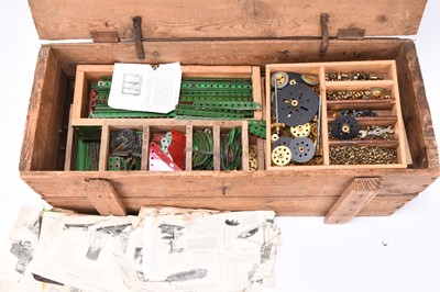 Lot 470 - A large collection of Meccano to a wood ammunition crate