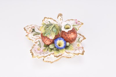 Lot 34 - English porcelain novelty inkwell decorated with strawberries and flowers