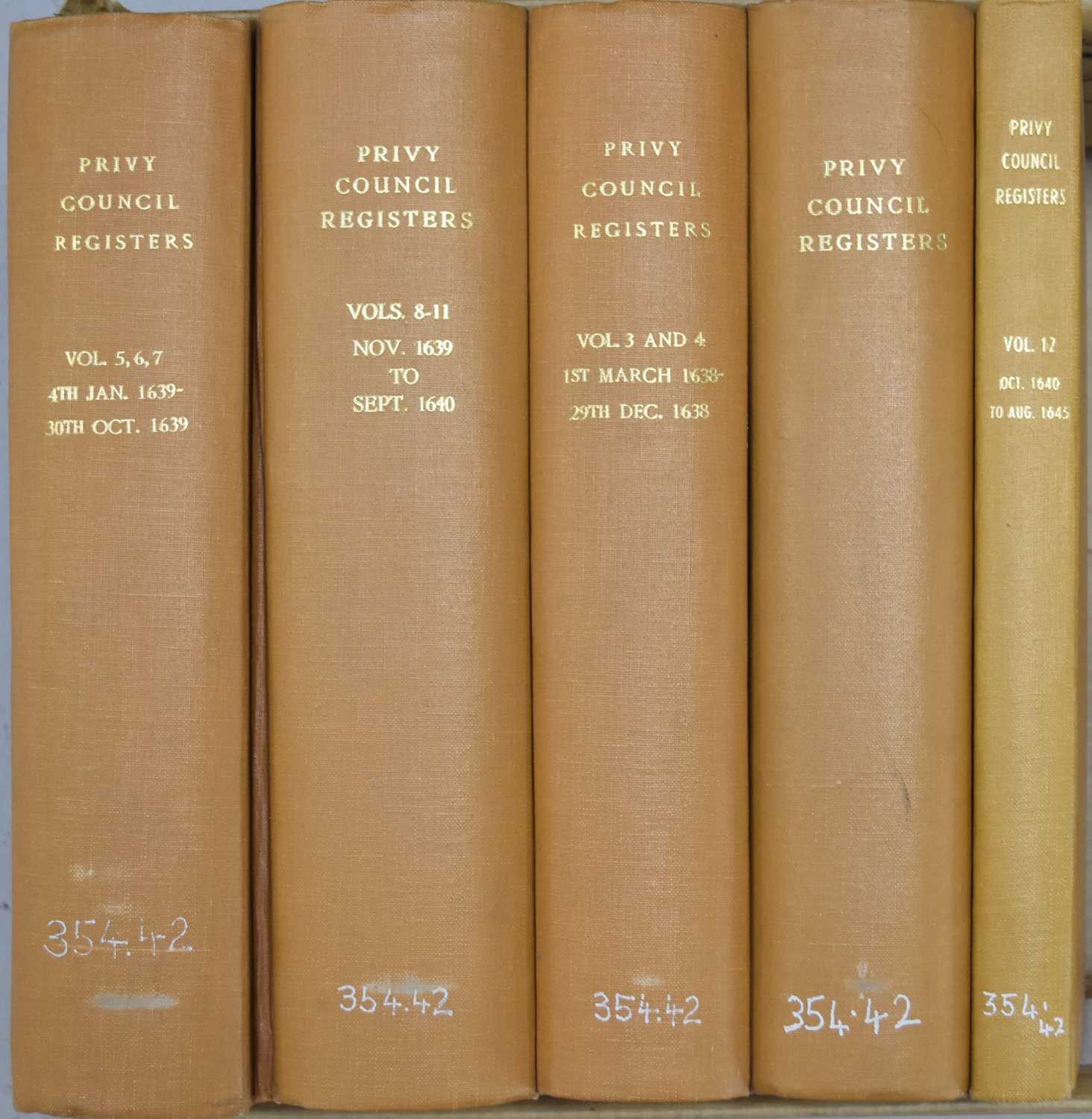 Lot 115 - PRIVY COUNCIL REGISTERS preserved in the Public Record Office. Reproduced in facsimile1639-45 (5)