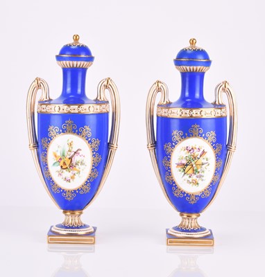 Lot 97 - Pair of Coalport porcelain vases in the style of William Cook, circa 1860