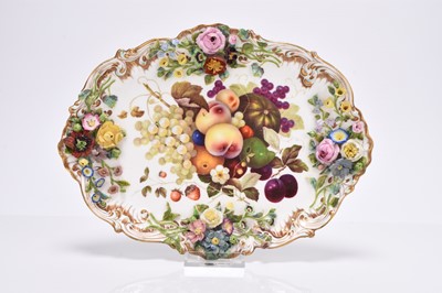 Lot 101 - English porcelain tray decorated with fruit, circa 1830-35