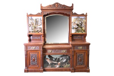 Lot 56 - A rare and very unusual late Victorian carved mahogany mirror-back taxidermy sideboard