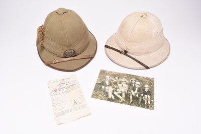Lot Two pith helmets with provenance, including Sudan Defence Force, circa 1925-32