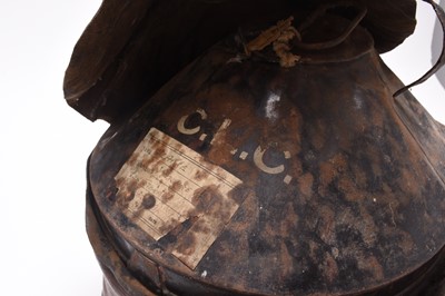 Lot 100 - Victorian japanned British army helmet tin, Captain Clarke, 62nd Regiment of Foot