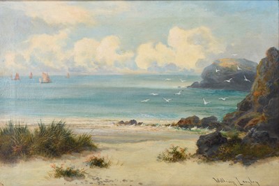 Lot 410 - William Langley (act.1880-1920) Coastal Landscape with Seagulls