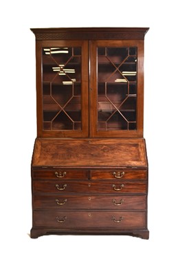 Lot 395 - A George III mahogany bureau bookcase