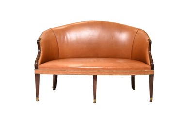 Lot 392 - A George III mahogany and leather upholstered settee in the Hepplewhite style