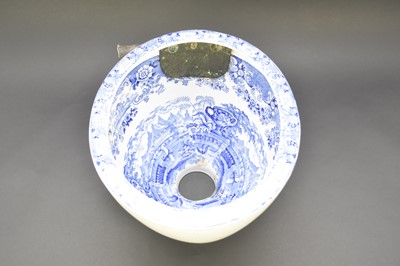 Lot 7A - Victorian blue and white earthenware 'Warwick Vase' toilet bowl