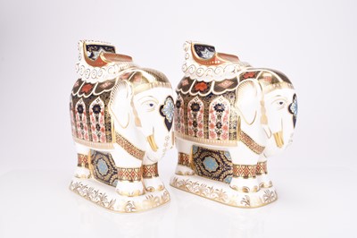 Lot 115 - A pair of large Royal Crown Derby imari elephants